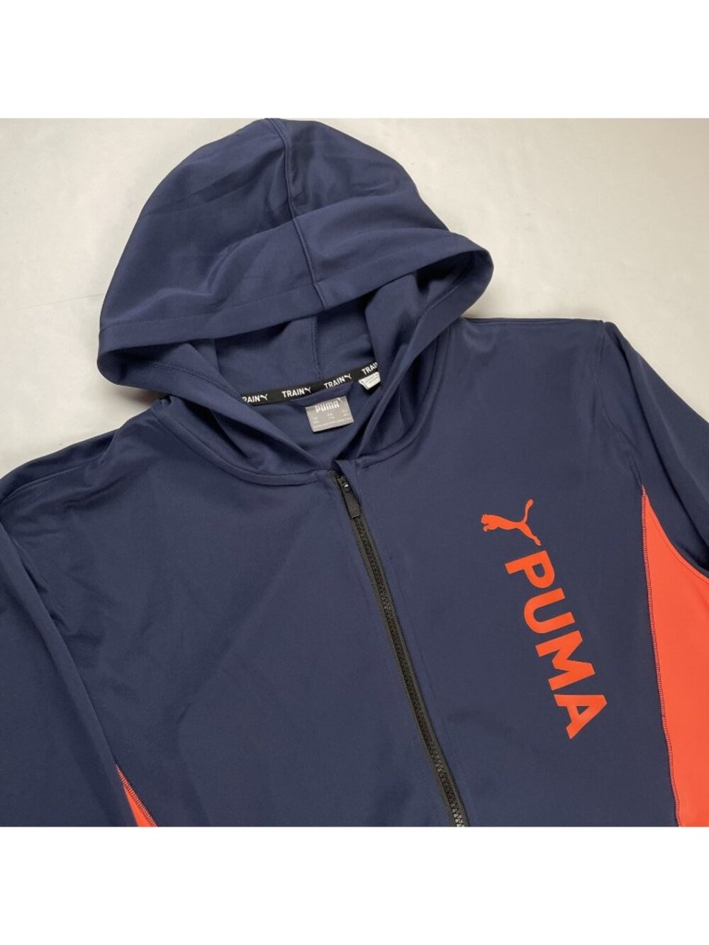 Puma Fit Double Knit Hoodie Training Jacket Men’s 2XL Full Zip Navy Orange